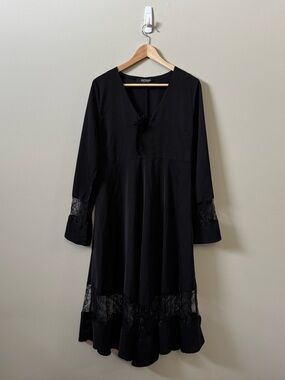 DISTURBIA women’s grunge goth black long sleeve lace detailing dress